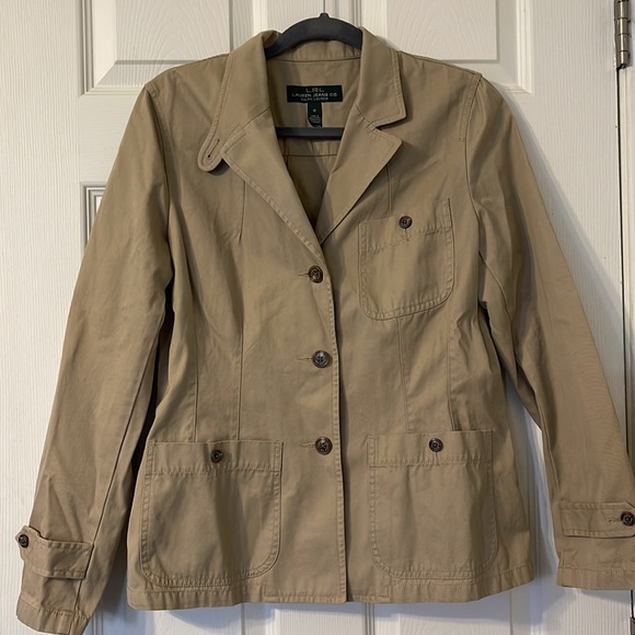 Lauren Ralph Lauren Jeans Co. Cotton Casual Blazer Tan Womens Size Medium - Picture 1 of 5